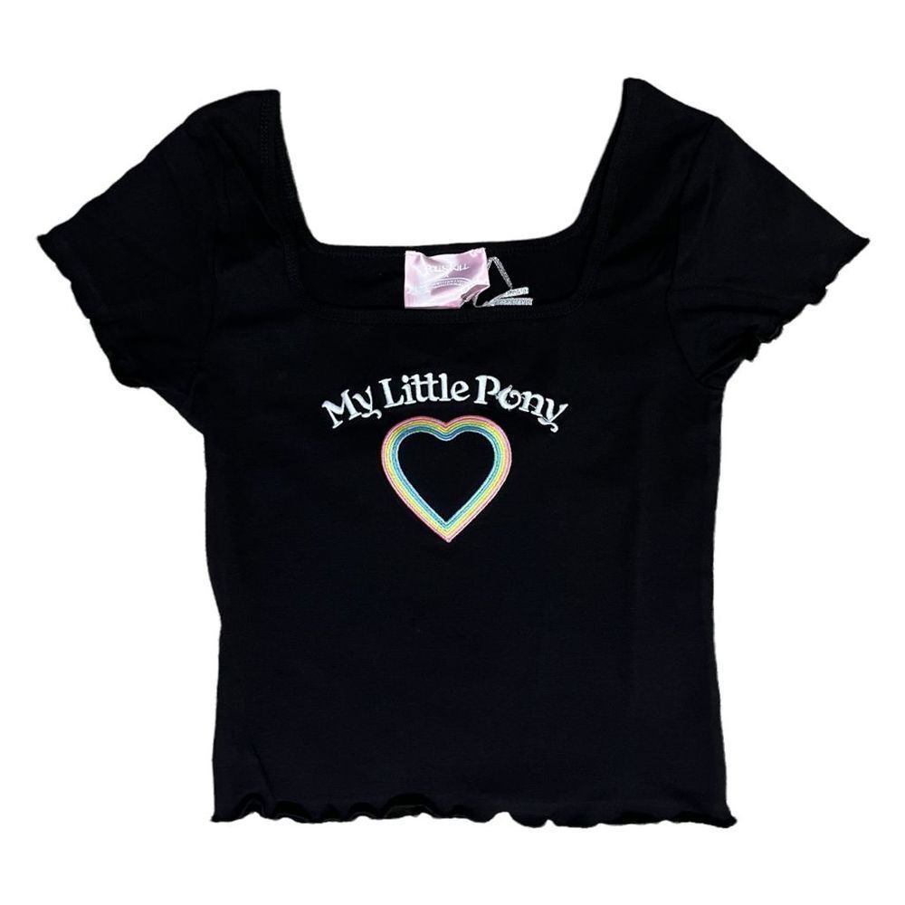 Dolls Kill x My Little Pony Embroidered Heart Logo Crop Top Baby Tee Medium